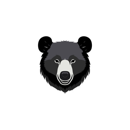 Bear Head Logo vector of face mascot clipart, angry grizzly silhouette icon animal symbol, isolated on white backgroundのイラスト素材