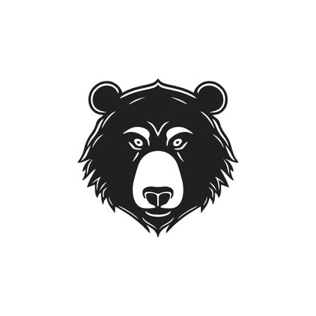Bear Head Logo of angry grizzly clip art, face mascot silhouette icon vector animal symbol, isolated on white backgroundのイラスト素材