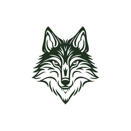 Wolf face Logo of Animal head silhouette clipart vector, predator symbol, coyote, hyena, jackal, fox mascot icon. isolated on white background.のイラスト素材