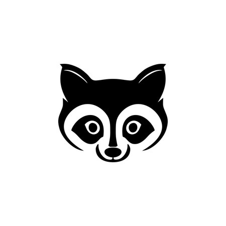 Raccoon face Logo of animal head clipart vector, racoon icon of mascot symbol silhouette illustrator. isolated on white background.のイラスト素材