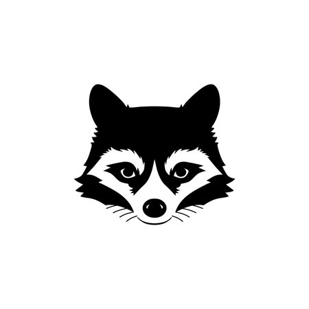 Raccoon face Logo of racoon head silhouette clip art vector, Animal icon of mascot symbol illustrator. isolated on white background.のイラスト素材