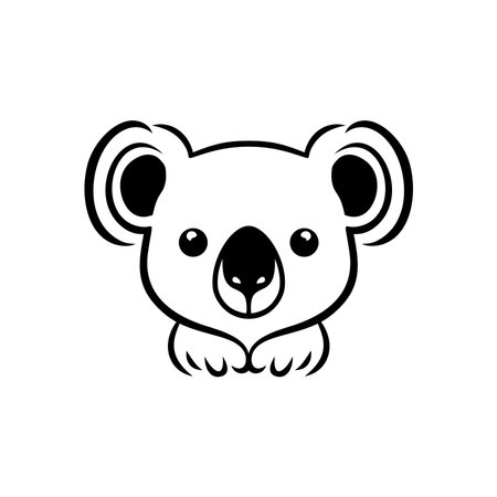 Koala head silhouette Logo vector of cute Koalas bear face clip Art, marsupial animal icon, mascot symbol. isolated on white background.のイラスト素材