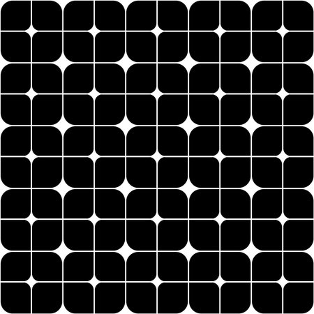 Repeating monochrome rounded square grid pattern background. Vector of Seamless line art patterns.のイラスト素材