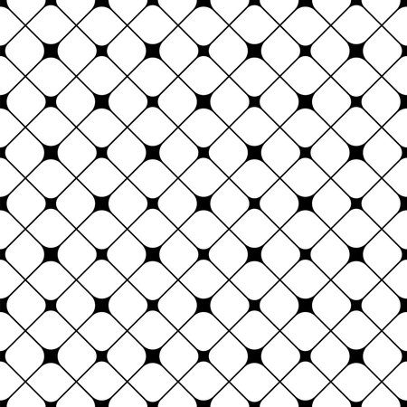 Seamless monochrome rounded square grid pattern background. Vector of repeating line art patterns.のイラスト素材