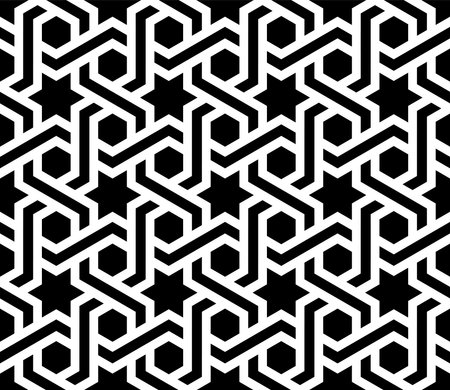 Seamless pattern Hexagon line art. Artistic lines repeating patterns, Geometrical symbol banner.のイラスト素材