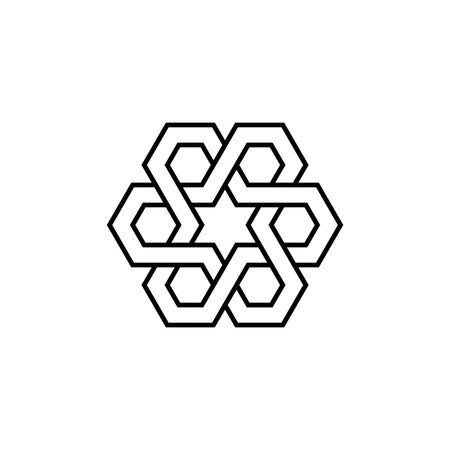 Geometric Celtic Logo. Artistic hexagonal Celts Line art symbol, isolated on white background.のイラスト素材