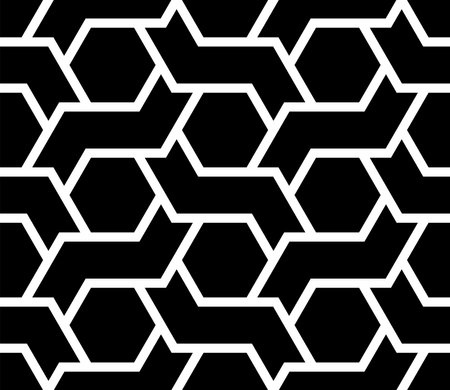 Geometric of Repeating pattern. Hexagon lines Seamless patterns of Artistic shapes design vector.のイラスト素材