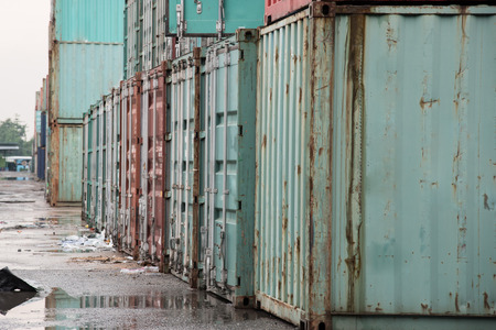 Old container on the ground in shipyard