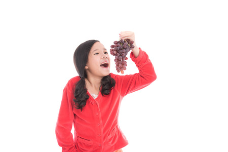 Asian girl smile on white background isolatedの写真素材