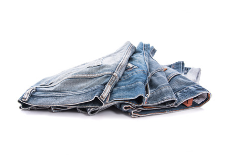 Old japan short jean on white background isolated.の写真素材