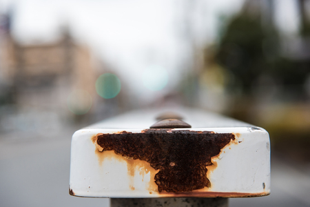 Close up of rusty iron skateboard track in osaka japan.の写真素材