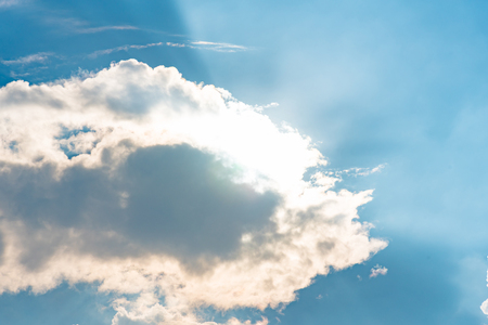 Close up of beautiful blue sky and cloud with sunlight.の写真素材