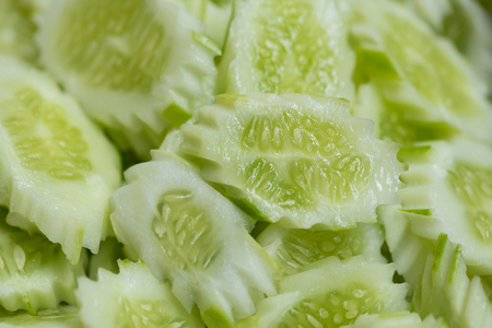 Fresh cucumber slice for treatment face skin.の写真素材