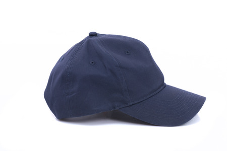 Close up of blue cap on white background isolated.の写真素材