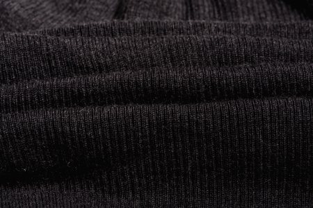 Top view of black wrinkled cotton fabric textured background.の写真素材