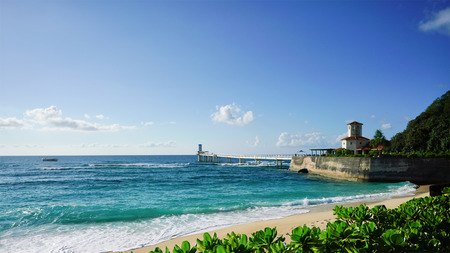 Okinawa, Japan - October 24, 2016: Beach and Sea View at Busena marine park located at cape Busena Okinawa, Japan.のeditorial素材