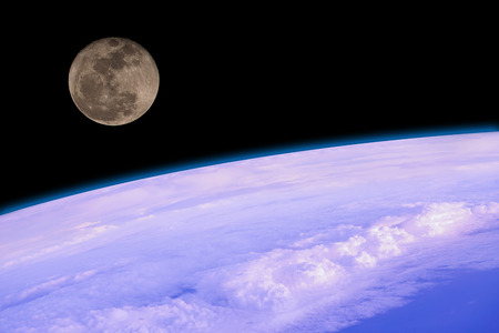 Scenic of Super Moon over atmosphere with cloudy sky on earth