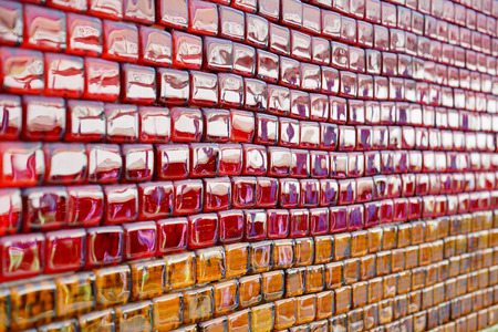 MultiColored glass wall line to blurred, selective focusedの写真素材