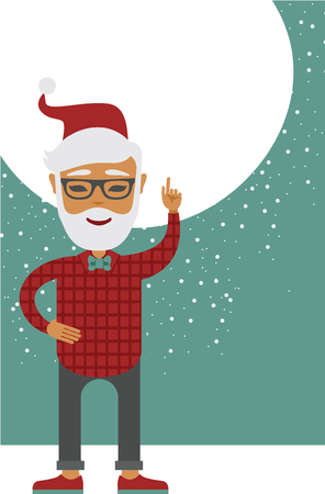 Trendy Santa claus pointing on empty bubble design for your textのイラスト素材
