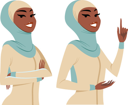 Young muslim woman posing making gestures vectorのイラスト素材