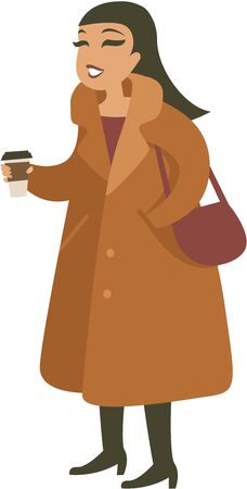 Young girl wearing teddy coat vector illustrationのイラスト素材