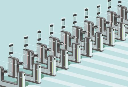 Electronic access control system. E-gates in the airport.Â utomated passport border control gates....