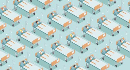 Coronavirus 2019-ncov epidemic illustration. medical quarantine hospital full of people.のイラスト素材
