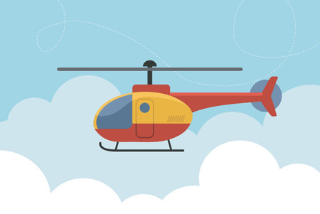 Helicopter aircraft vehicle flying in the sky. Simple flat vector illustrationのイラスト素材