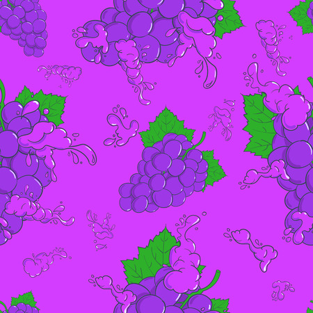 seamless pattern with grapes and splashes. Vector Illustrationのイラスト素材