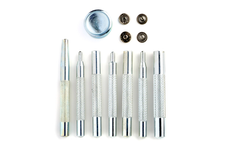 rivets and tools isolated on white backgroundの写真素材