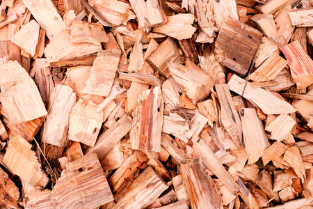 Wood chips or sawdust closeup texture backgroundの写真素材