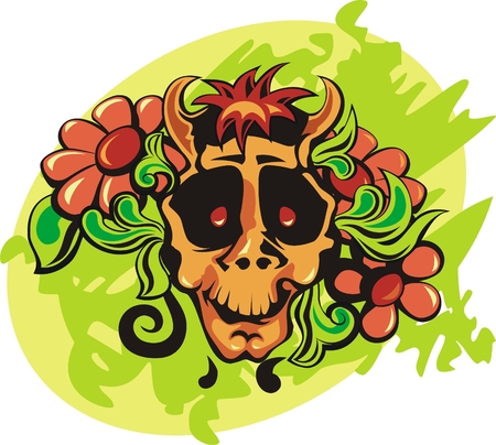 Flowers in a skull. Vector illustarionのイラスト素材