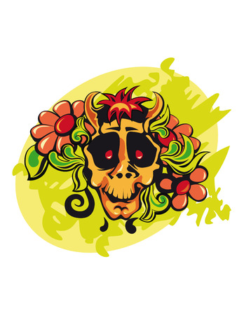 Flowers in a skull. Vector illustarionのイラスト素材