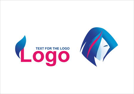 Stylish women's hair with a pink strand. Template Logoのイラスト素材
