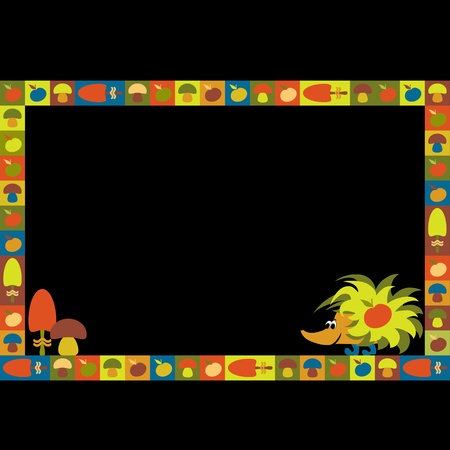Funny vector frame with hedgehogのイラスト素材