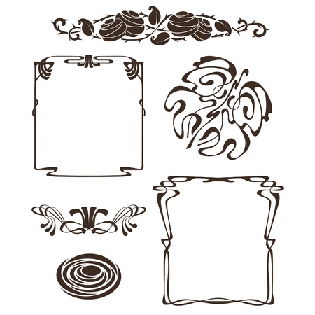 art nouveau design frames and elementsのイラスト素材