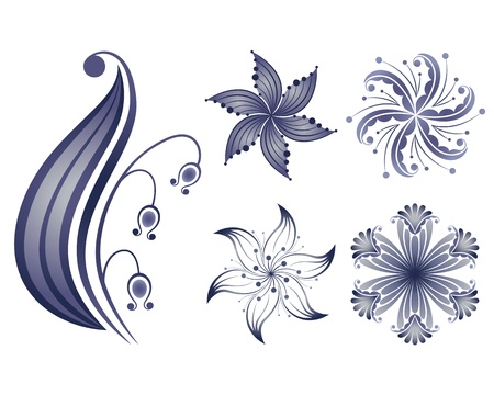 Collection of decorative flowersのイラスト素材