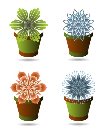 	Set of flowerpotsのイラスト素材