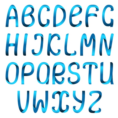Blue ribbon alphabet setのイラスト素材