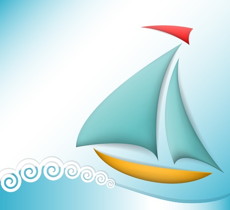 Boat sea theme illustrationのイラスト素材
