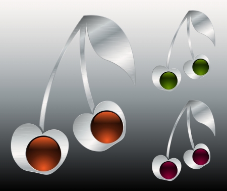 Metallic cherry iconsのイラスト素材