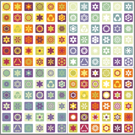 	Set of four seamless mosaic floral patternsのイラスト素材