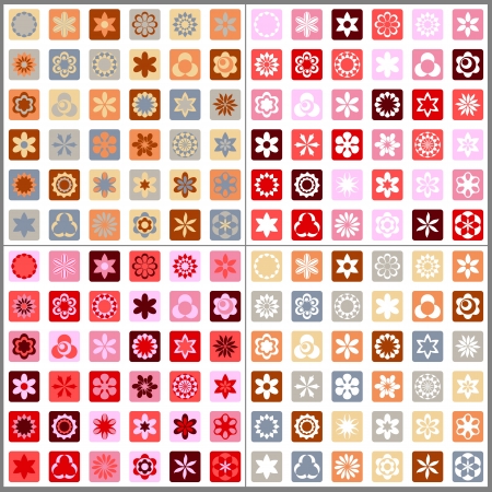 	Set of four seamless mosaic floral patternsのイラスト素材