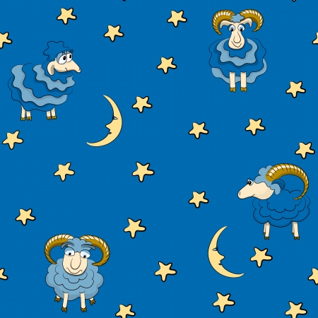 Seamless pattern with sheep for good dreamsのイラスト素材