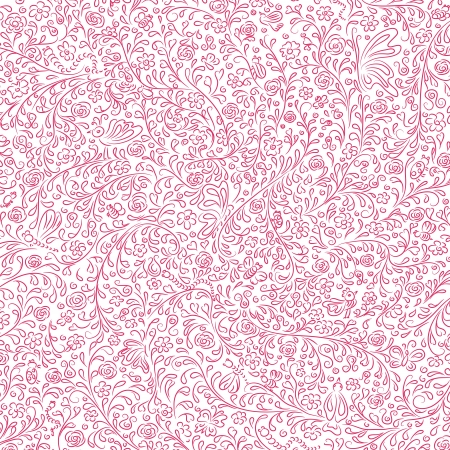 Hand-drawn cute background with flowers, birds and butterfliesのイラスト素材