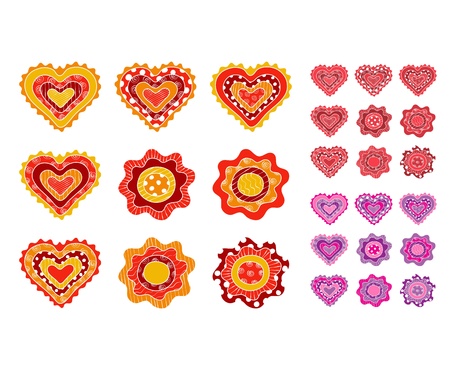 Hand drawn hearts and flowersのイラスト素材