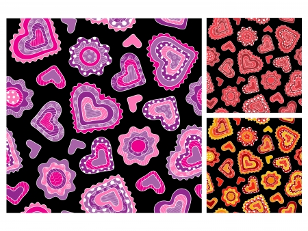 Seamless hand-drawn hearts patternsのイラスト素材
