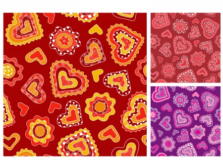 Seamless hand-drawn hearts patternsのイラスト素材
