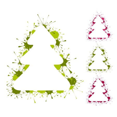 Set of Christmas trees  shapes with splashesのイラスト素材