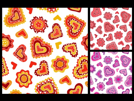 Seamless hand-drawn hearts patternsのイラスト素材